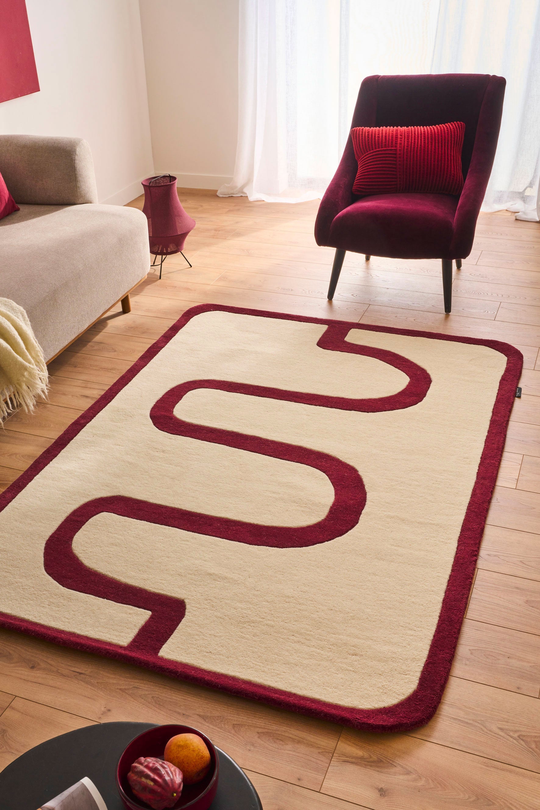 Rouge d'orage – Tapis en laine - Bordeaux Rouge d'orage