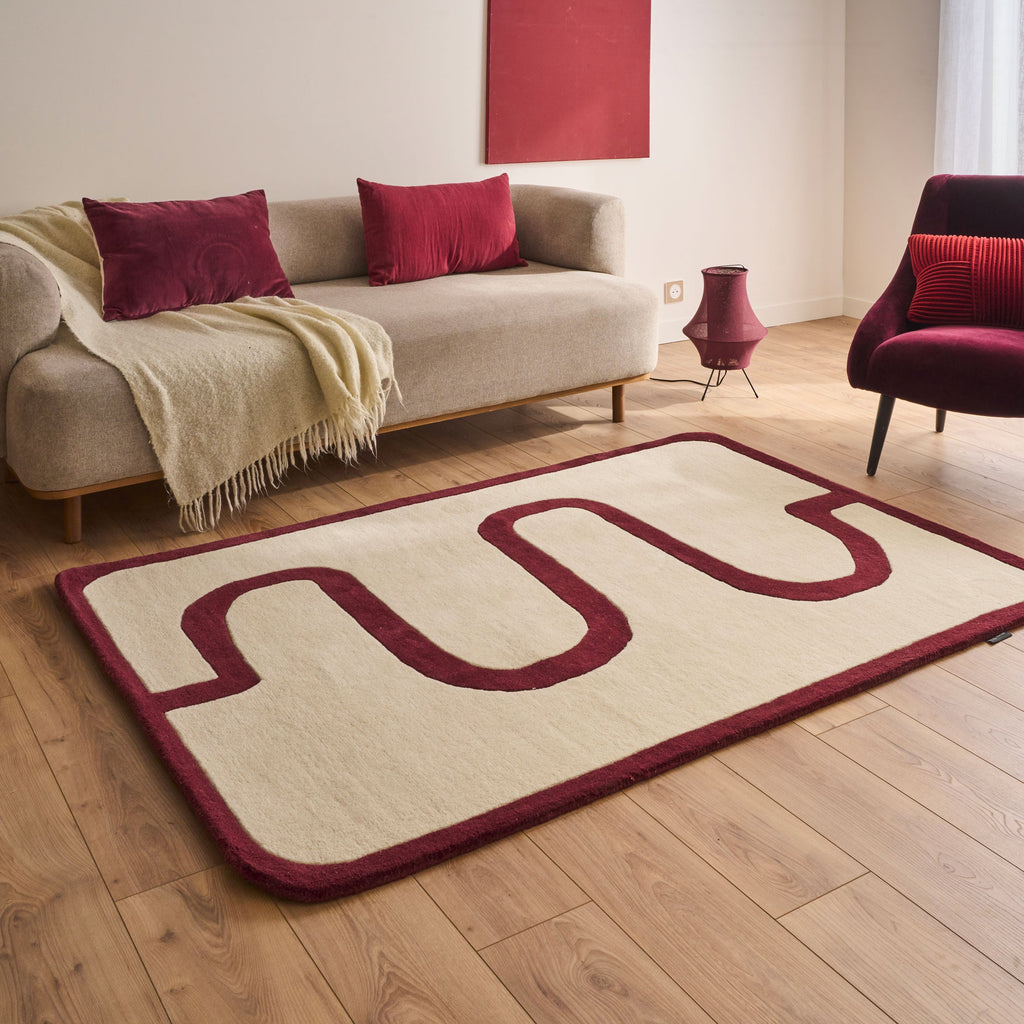 Rouge d'orage – Tapis en laine - Bordeaux Rouge d'orage