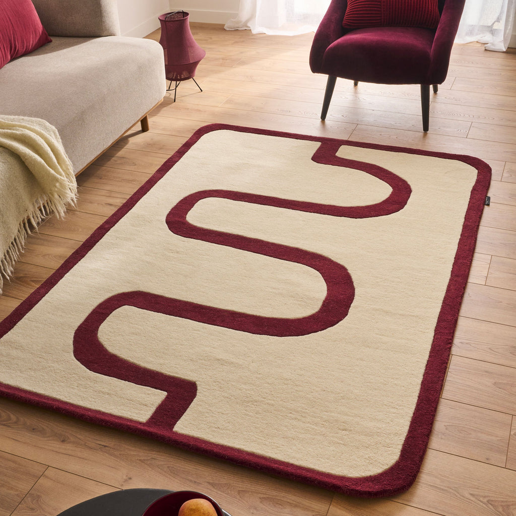 Rouge d'orage – Tapis en laine - Bordeaux Rouge d'orage