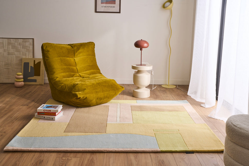 Rayon tendre – Tapis en laine aux nuances pastel Rayon tendre