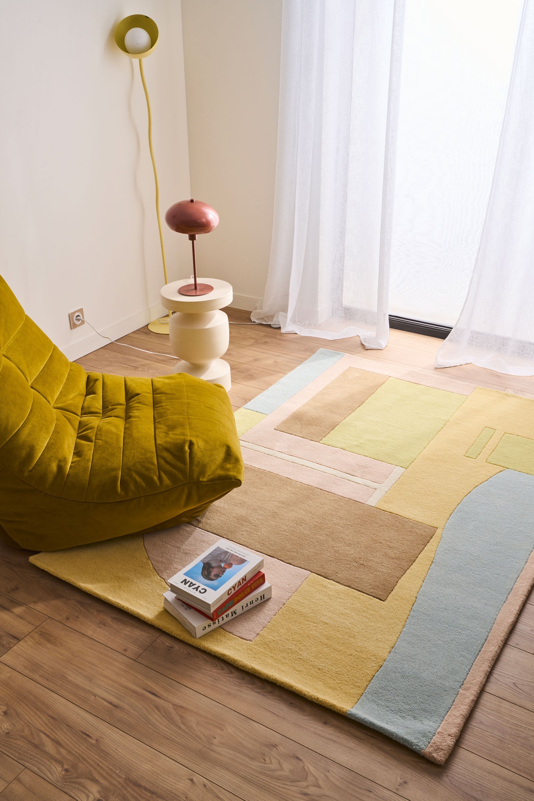 Rayon tendre – Tapis en laine aux nuances pastel Rayon tendre