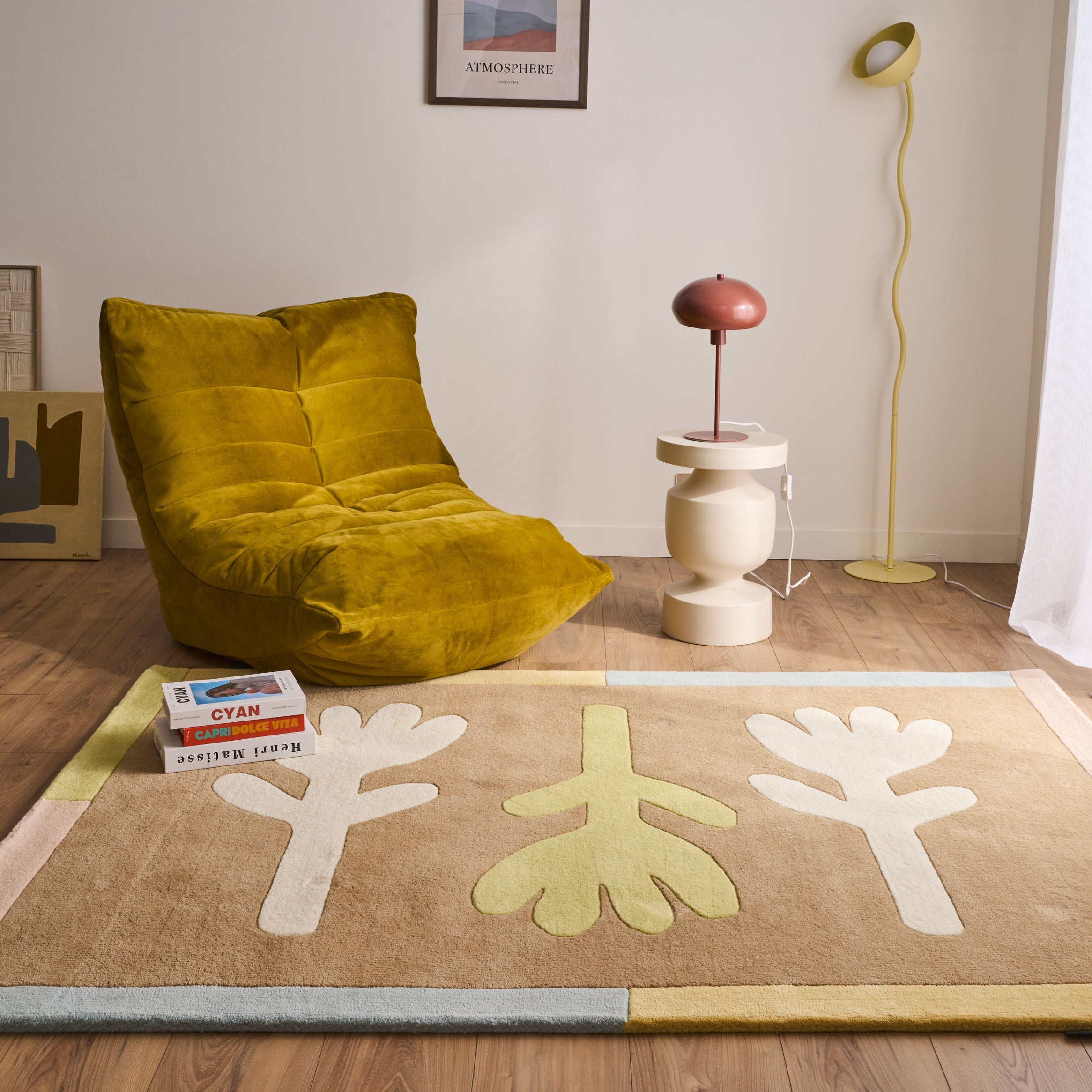 Rayon tendre – Tapis en laine pastel à motifs floraux Rayon tendre