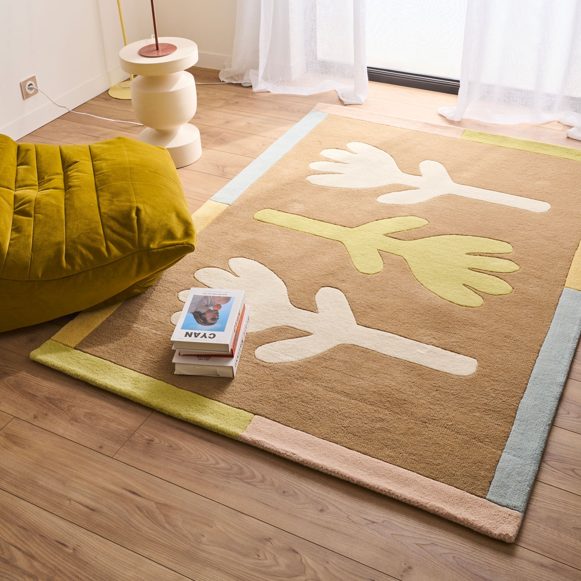 Rayon tendre – Tapis en laine pastel à motifs floraux Rayon tendre