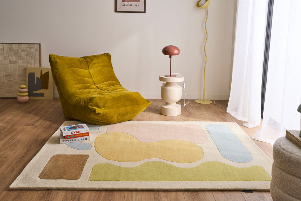 Rayon tendre – Tapis en laine multicolore doux Rayon tendre