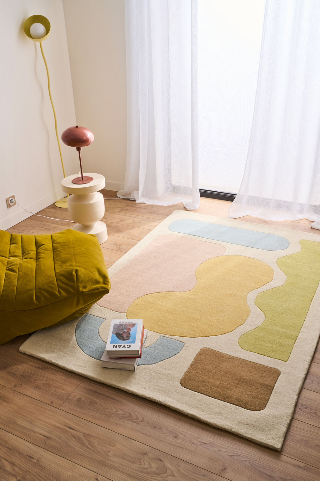 Rayon tendre – Tapis en laine multicolore doux Rayon tendre