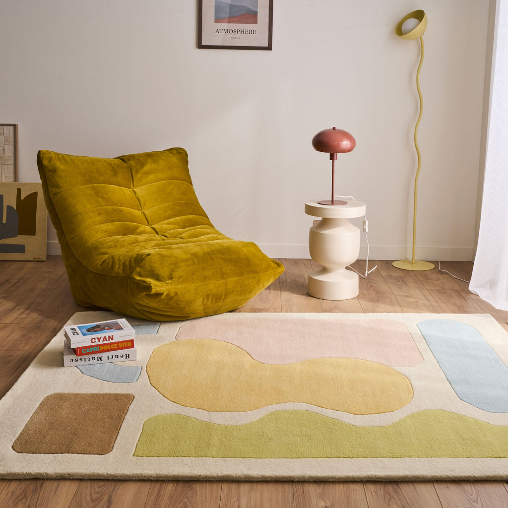 Rayon tendre – Tapis en laine multicolore doux Rayon tendre