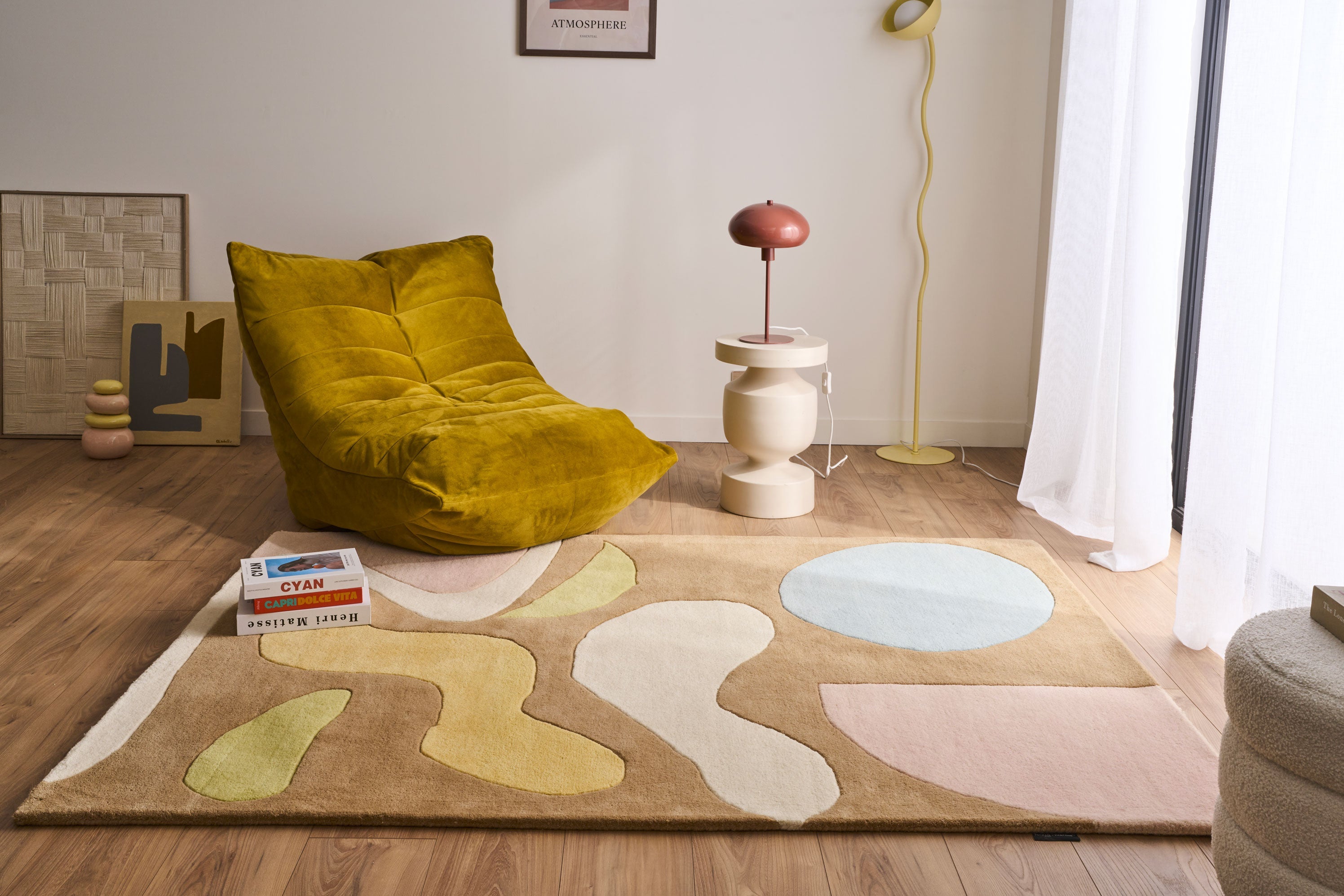 Rayon tendre – Tapis en laine design aux couleurs pastel Rayon tendre