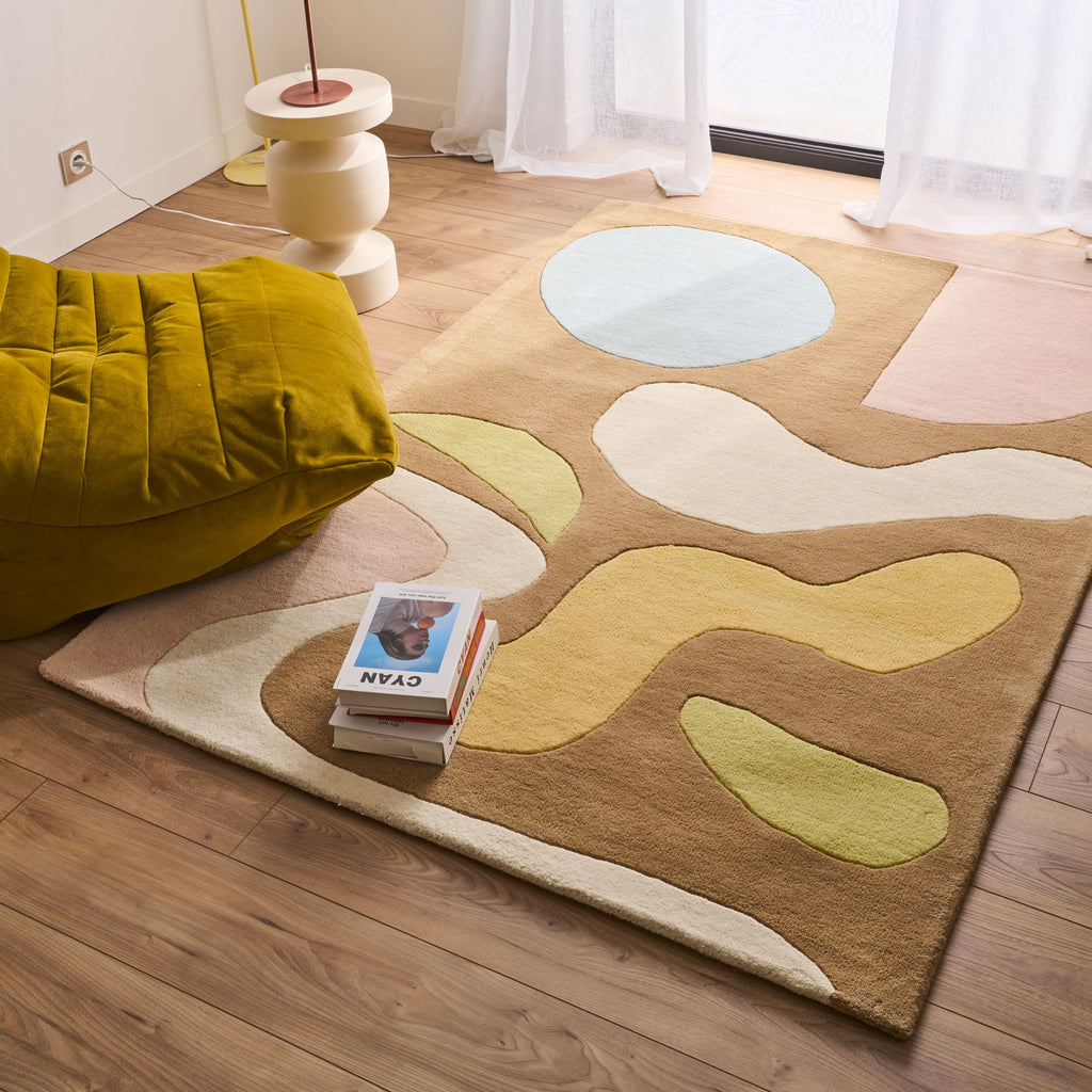 Rayon tendre – Tapis en laine design aux couleurs pastel Rayon tendre