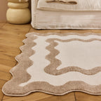 TERRA DEL SOL - Tapis intérieur beige et écru à bords ondulés - TDS1040BEI Nazar rugs