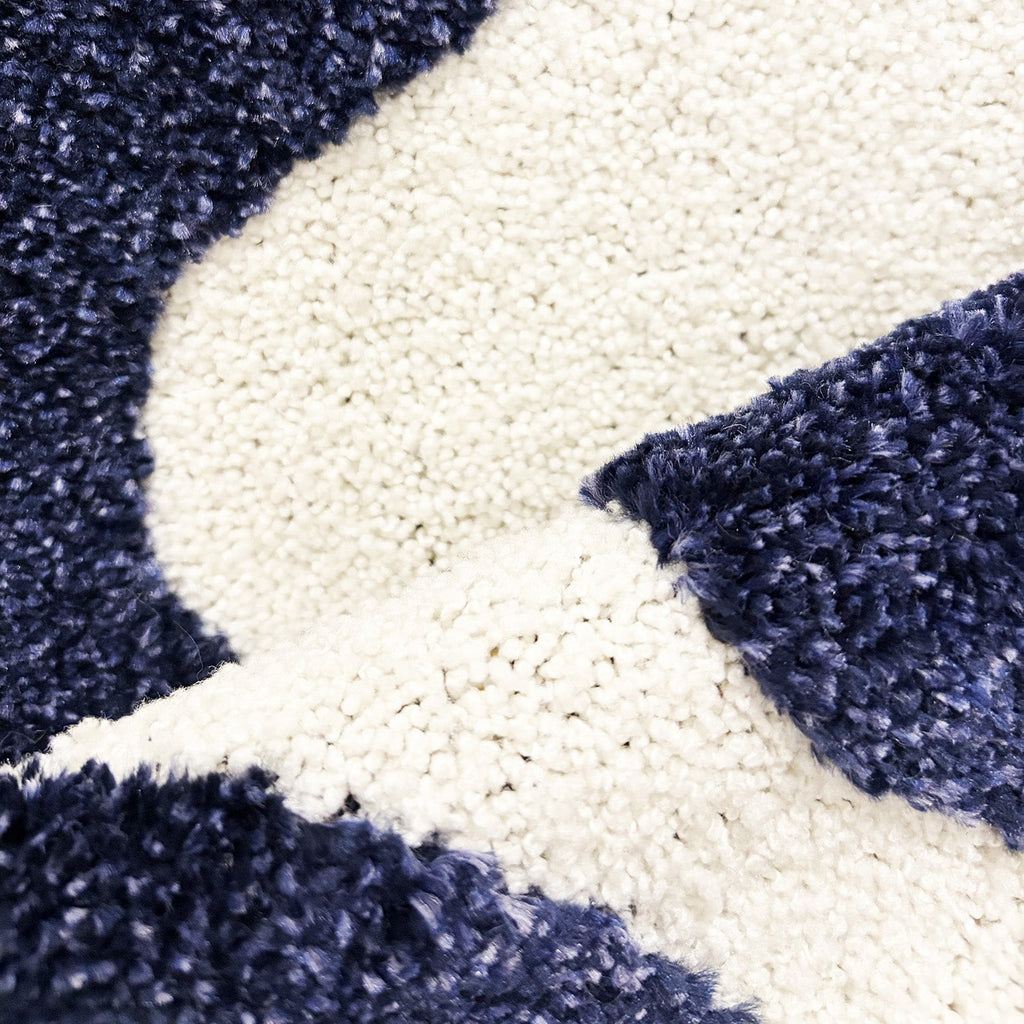 TERRA DEL SOL - Tapis intérieur bleu et écru à bords ondulés - TDS1040BLE Nazar rugs