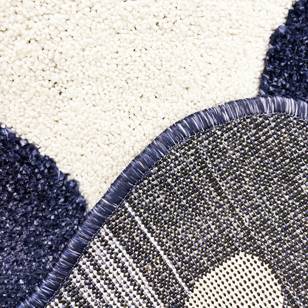 TERRA DEL SOL - Tapis intérieur bleu et écru à bords ondulés - TDS1040BLE Nazar rugs