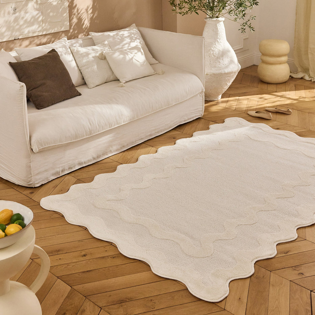 TERRA DEL SOL - Tapis intérieur crème à bords ondulés - TDS1040CRE Nazar rugs