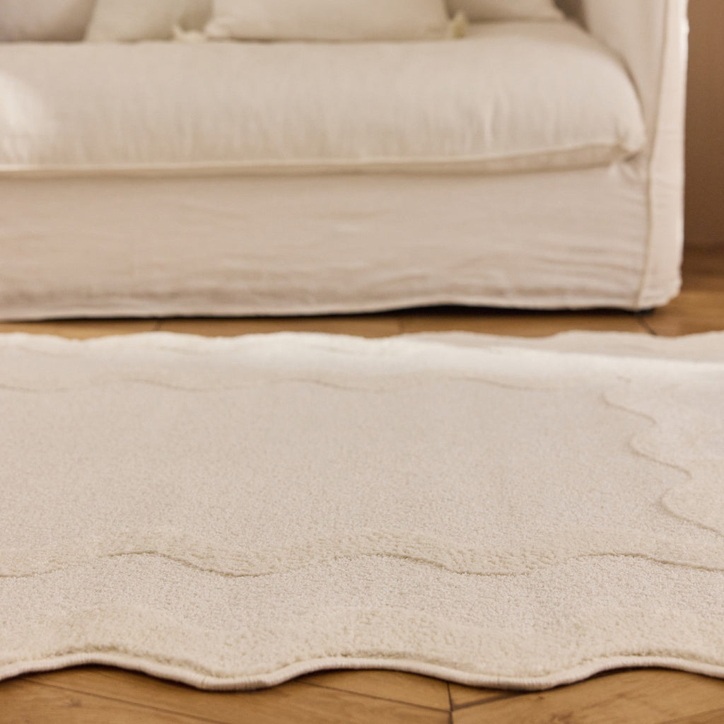 TERRA DEL SOL - Tapis intérieur crème à bords ondulés - TDS1040CRE Nazar rugs