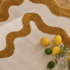 TERRA DEL SOL - Tapis intérieur ocre et écru à bords ondulés - TDS1040OCR Nazar rugs