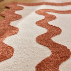 TERRA DEL SOL - Tapis intérieur terracotta et écru à bords ondulés - TDS1040TER Nazar rugs