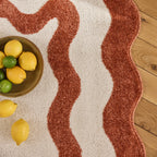TERRA DEL SOL - Tapis intérieur terracotta et écru à bords ondulés - TDS1040TER Nazar rugs