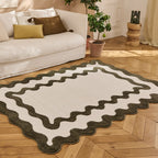 TERRA DEL SOL - Tapis intérieur vert et écru à bords ondulés - TDS1040VER Nazar rugs