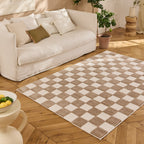 TERRA DEL SOL - Tapis intérieur rectangulaire à damier beige et écru - TDS1041BEI Nazar rugs