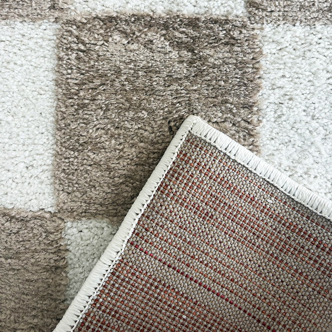 TERRA DEL SOL - Tapis intérieur rectangulaire à damier beige et écru - TDS1041BEI Nazar rugs