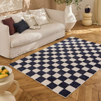 TERRA DEL SOL - Tapis intérieur rectangulaire à damier bleu et écru - TDS1041BLE Nazar rugs