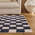 TERRA DEL SOL - Tapis intérieur rectangulaire à damier bleu et écru - TDS1041BLE Nazar rugs