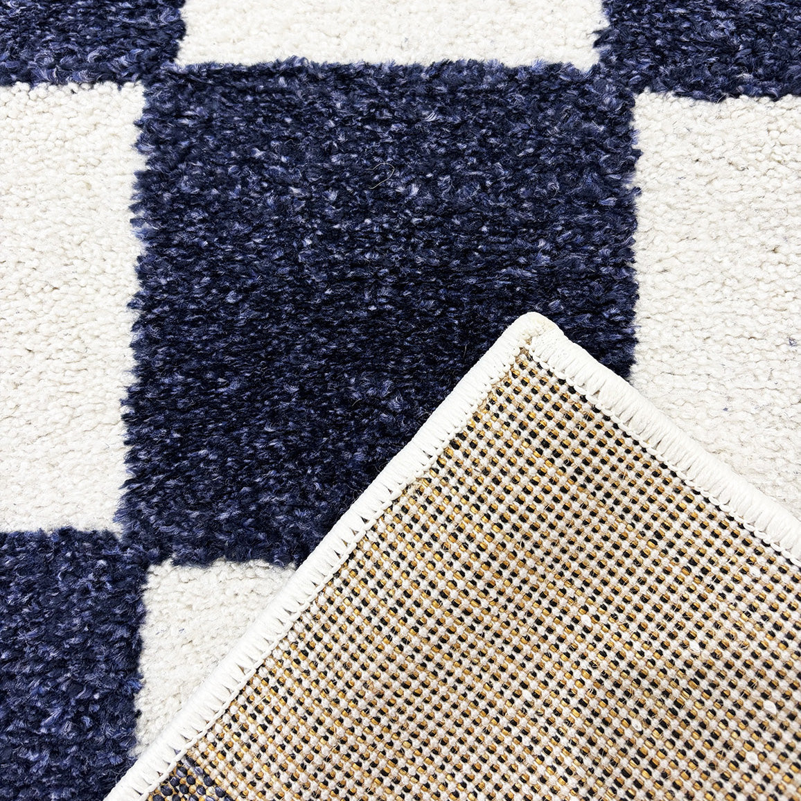 TERRA DEL SOL - Tapis intérieur rectangulaire à damier bleu et écru - TDS1041BLE Nazar rugs