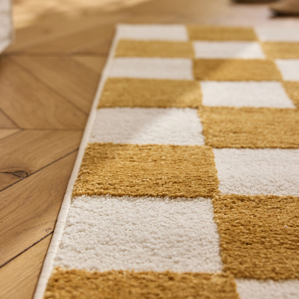 TERRA DEL SOL - Tapis intérieur rectangulaire à damier ocre et écru - TDS1041OCR Nazar rugs