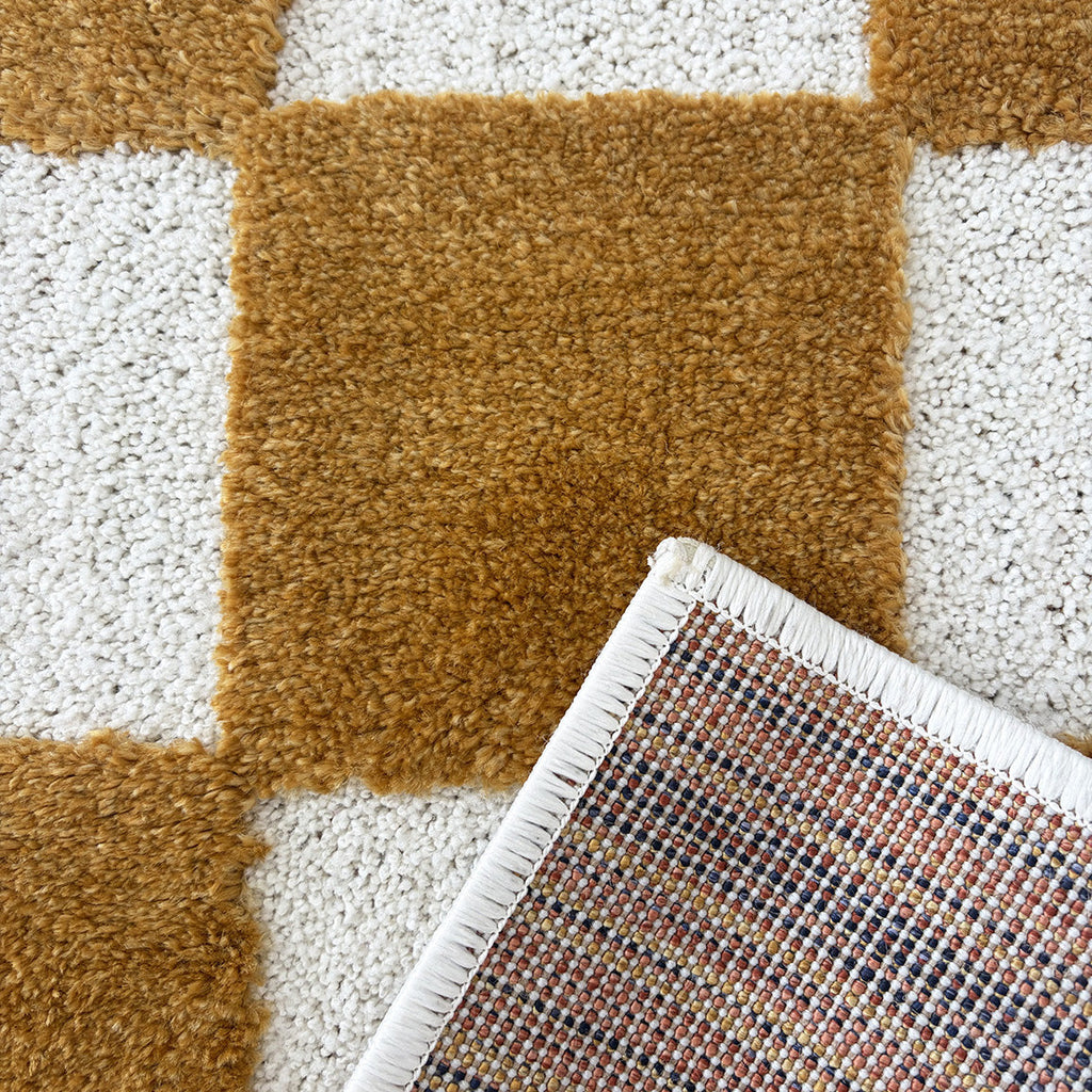 TERRA DEL SOL - Tapis intérieur rectangulaire à damier ocre et écru - TDS1041OCR Nazar rugs