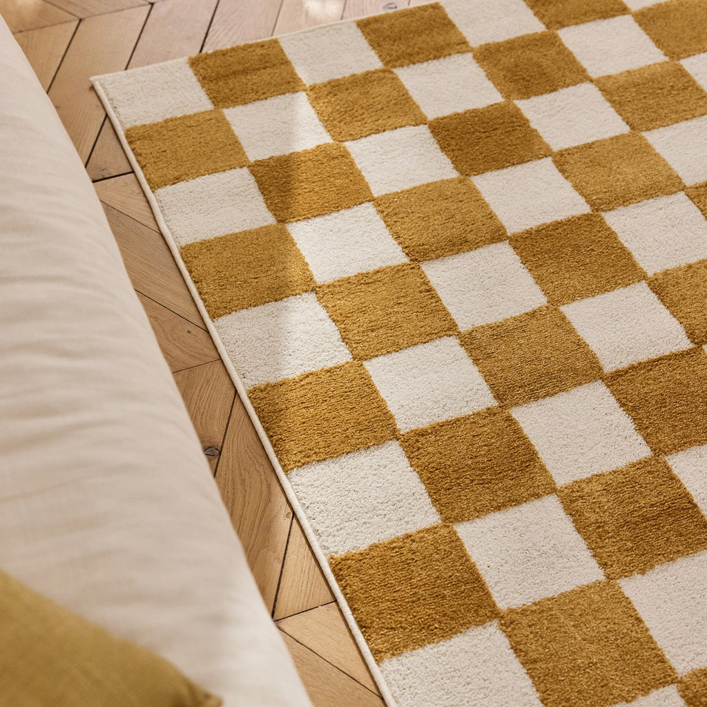 TERRA DEL SOL - Tapis intérieur rectangulaire à damier ocre et écru - TDS1041OCR Nazar rugs
