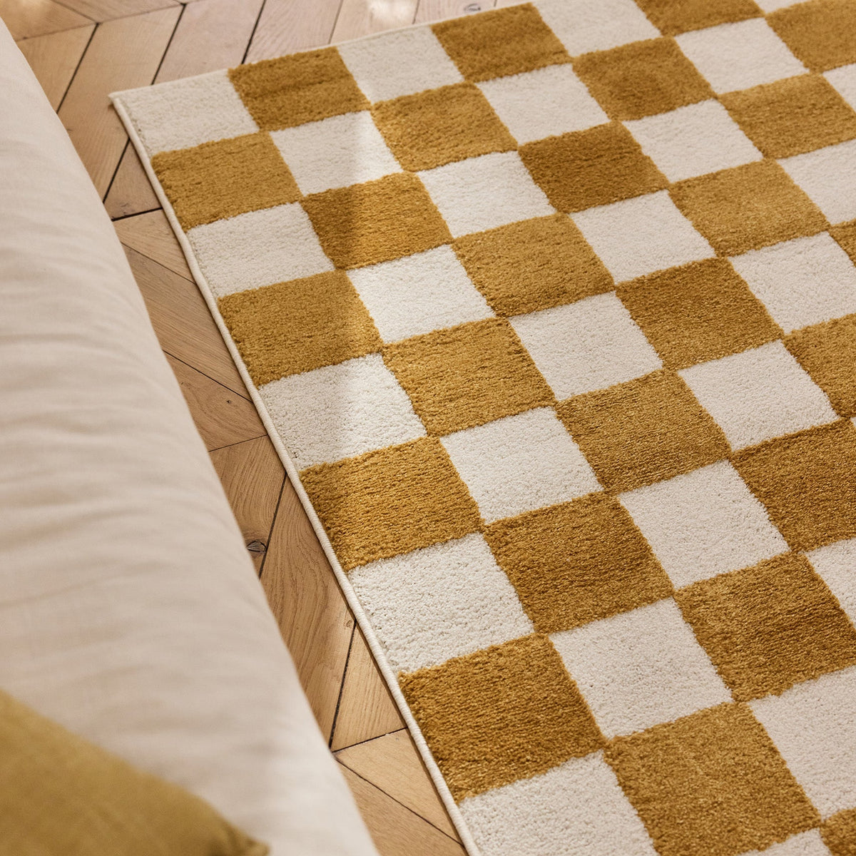 TERRA DEL SOL - Tapis intérieur rectangulaire à damier ocre et écru - TDS1041OCR Nazar rugs