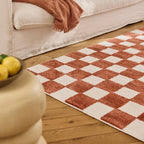 TERRA DEL SOL - Tapis intérieur rectangulaire à damier terracotta et écru - TDS1041TER Nazar rugs