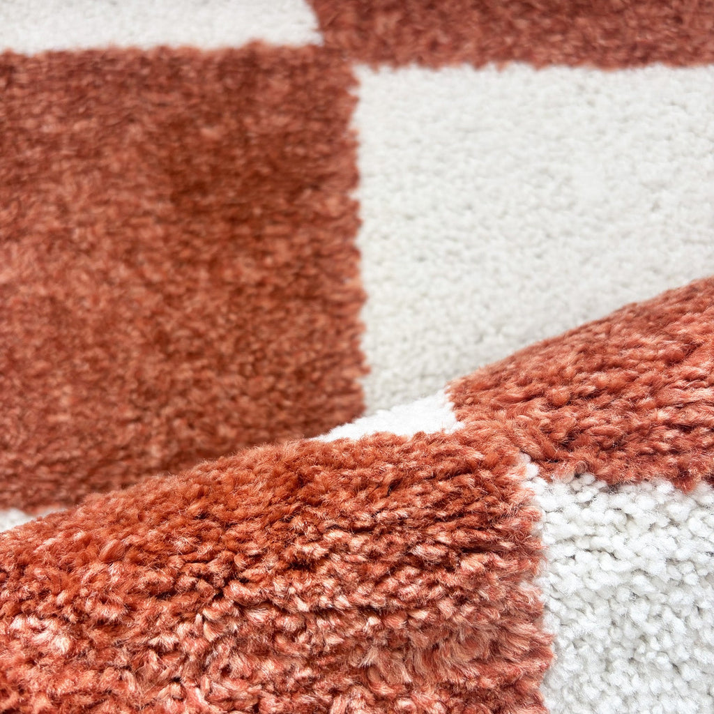 TERRA DEL SOL - Tapis intérieur rectangulaire à damier terracotta et écru - TDS1041TER Nazar rugs