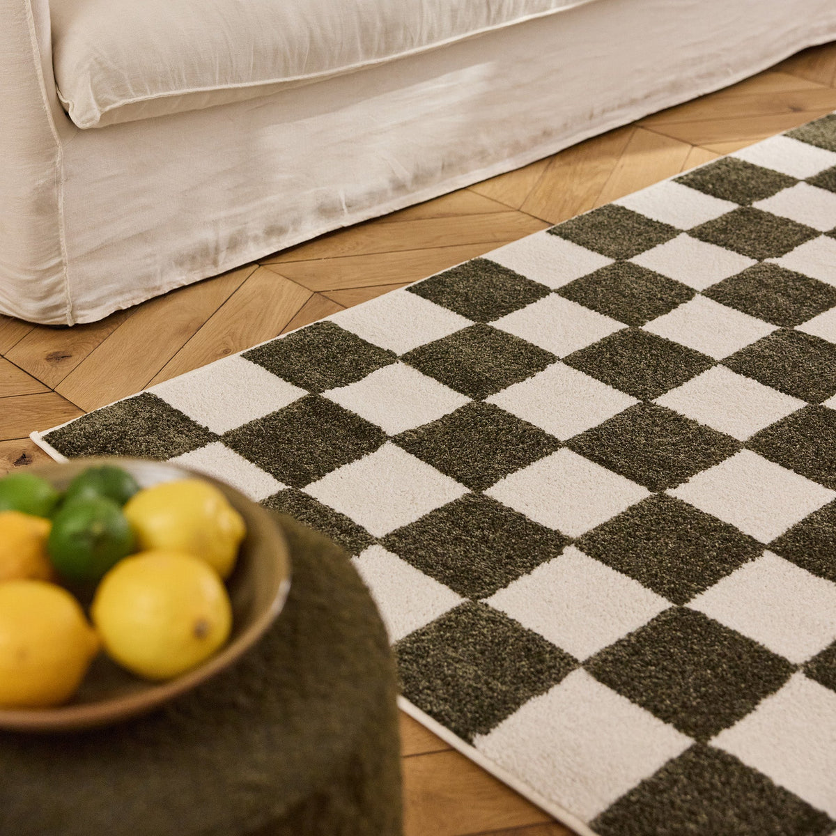 TERRA DEL SOL - Tapis intérieur rectangulaire à damier vert et écru - TDS1041VER Nazar rugs
