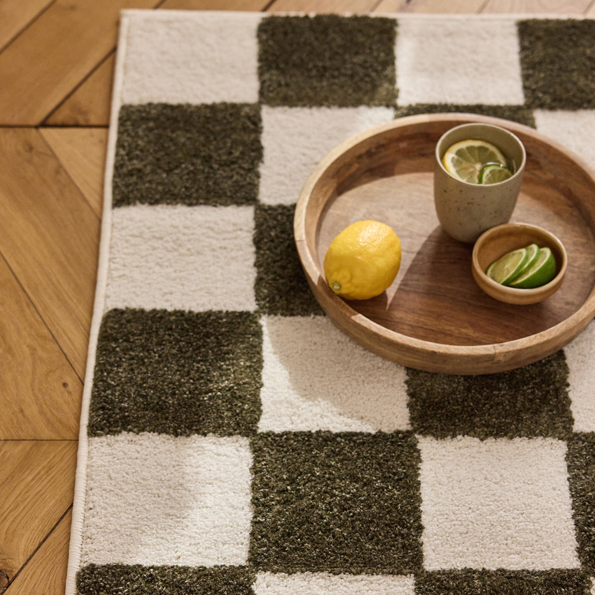 TERRA DEL SOL - Tapis intérieur rectangulaire à damier vert et écru - TDS1041VER Nazar rugs