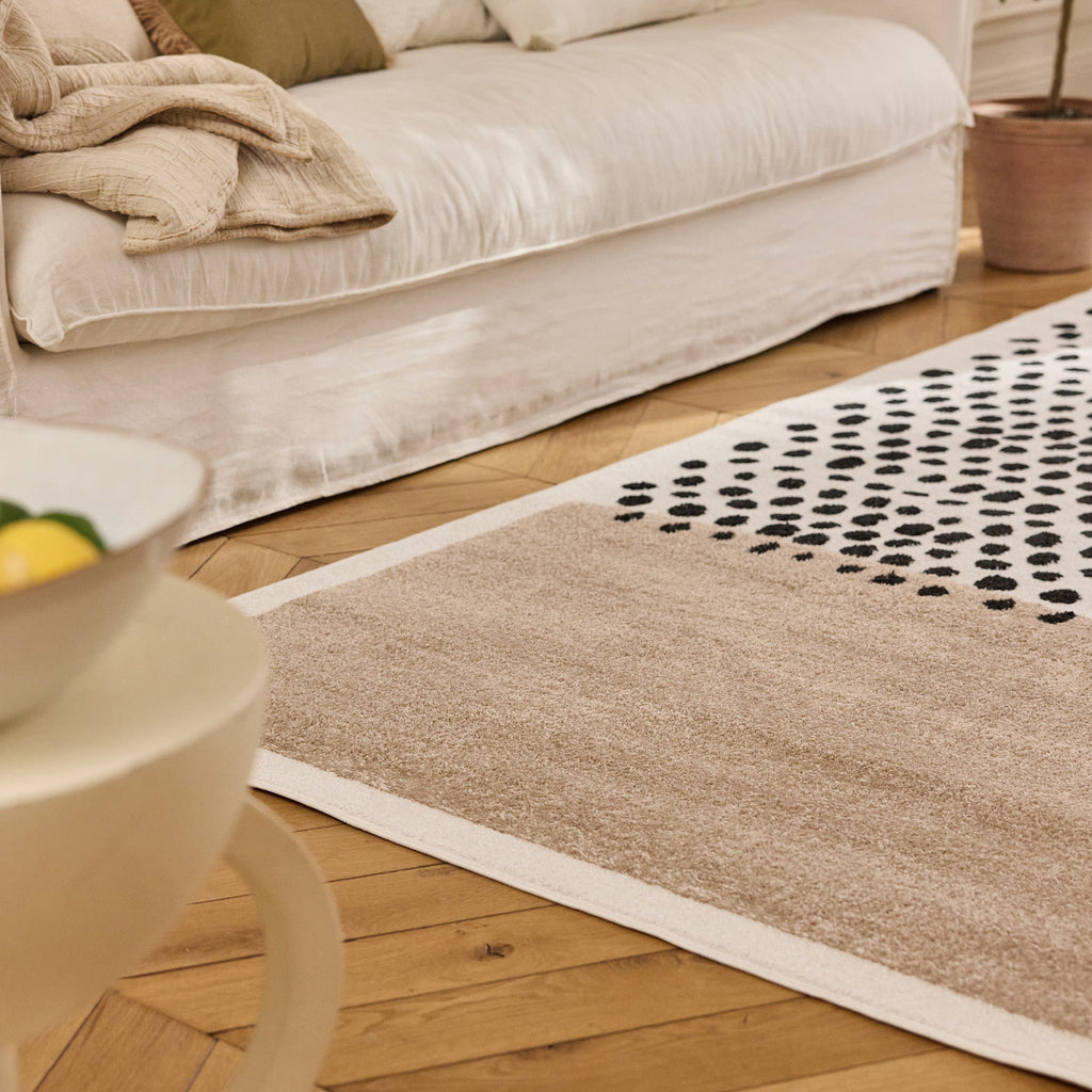 TERRA DEL SOL - Tapis intérieur rectangulaire beige et écru à pois noirs - TDS1042BEI Nazar rugs