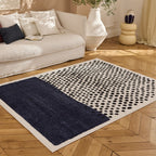 TERRA DEL SOL - Tapis intérieur rectangulaire bleu et écru à pois noirs - TDS1042BLE Nazar rugs