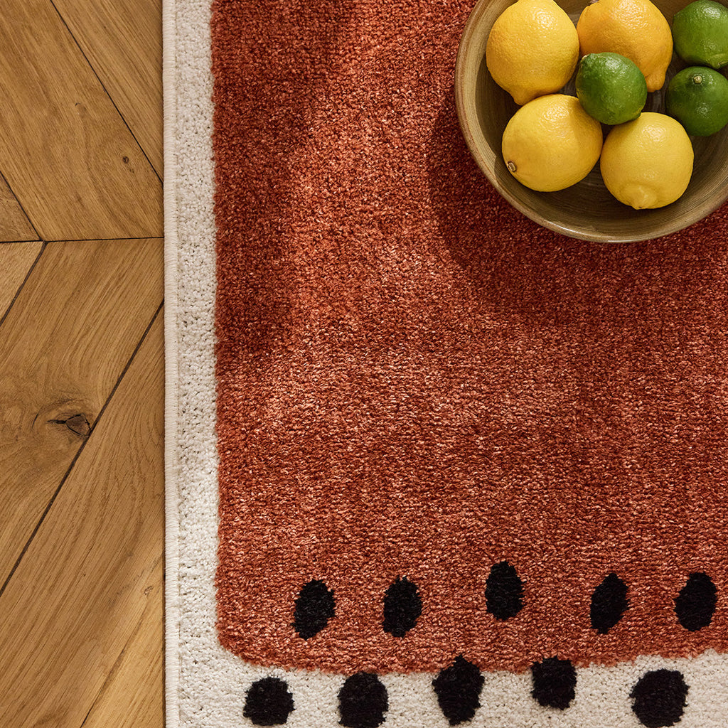 TERRA DEL SOL - Tapis intérieur rectangulaire terracotta et écru à pois noirs - TDS1042TER Nazar rugs