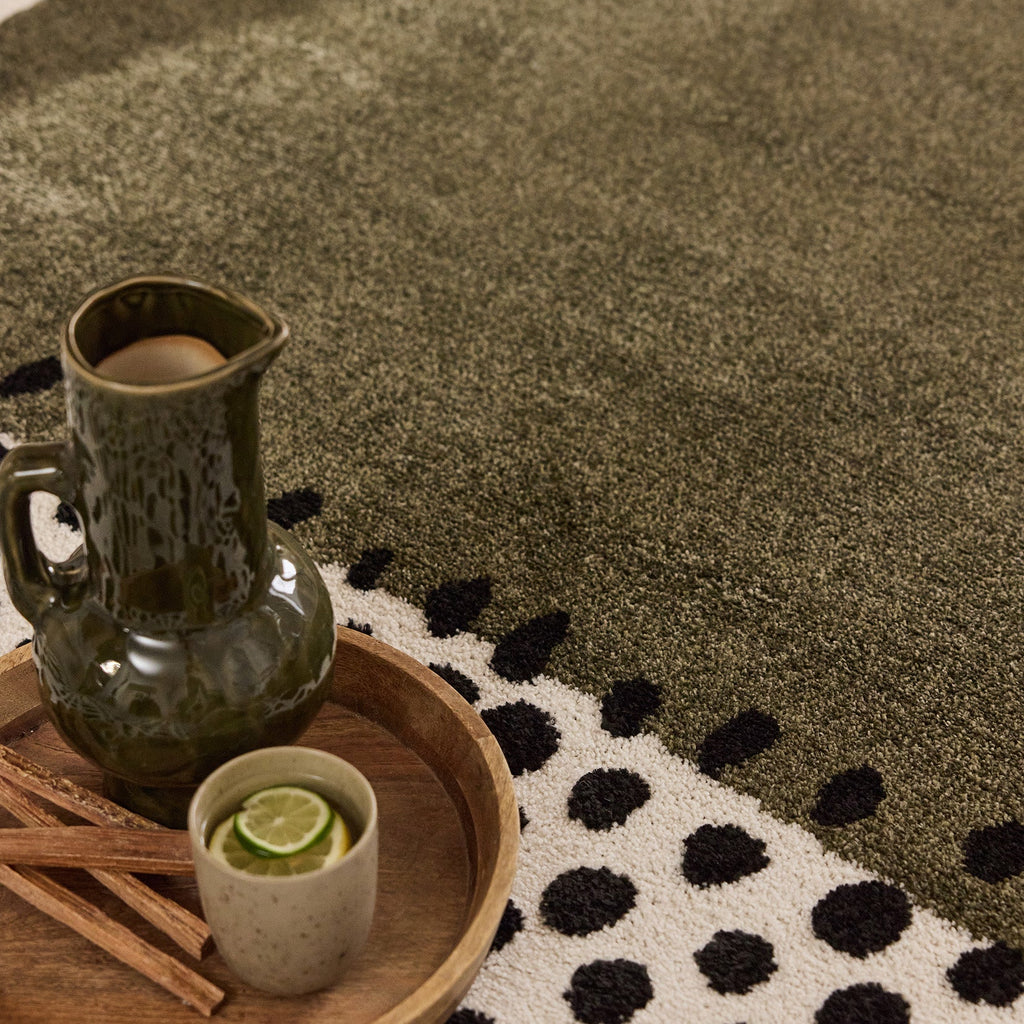 TERRA DEL SOL - Tapis intérieur rectangulaire vert et écru à pois noirs - TDS1042VER Nazar rugs