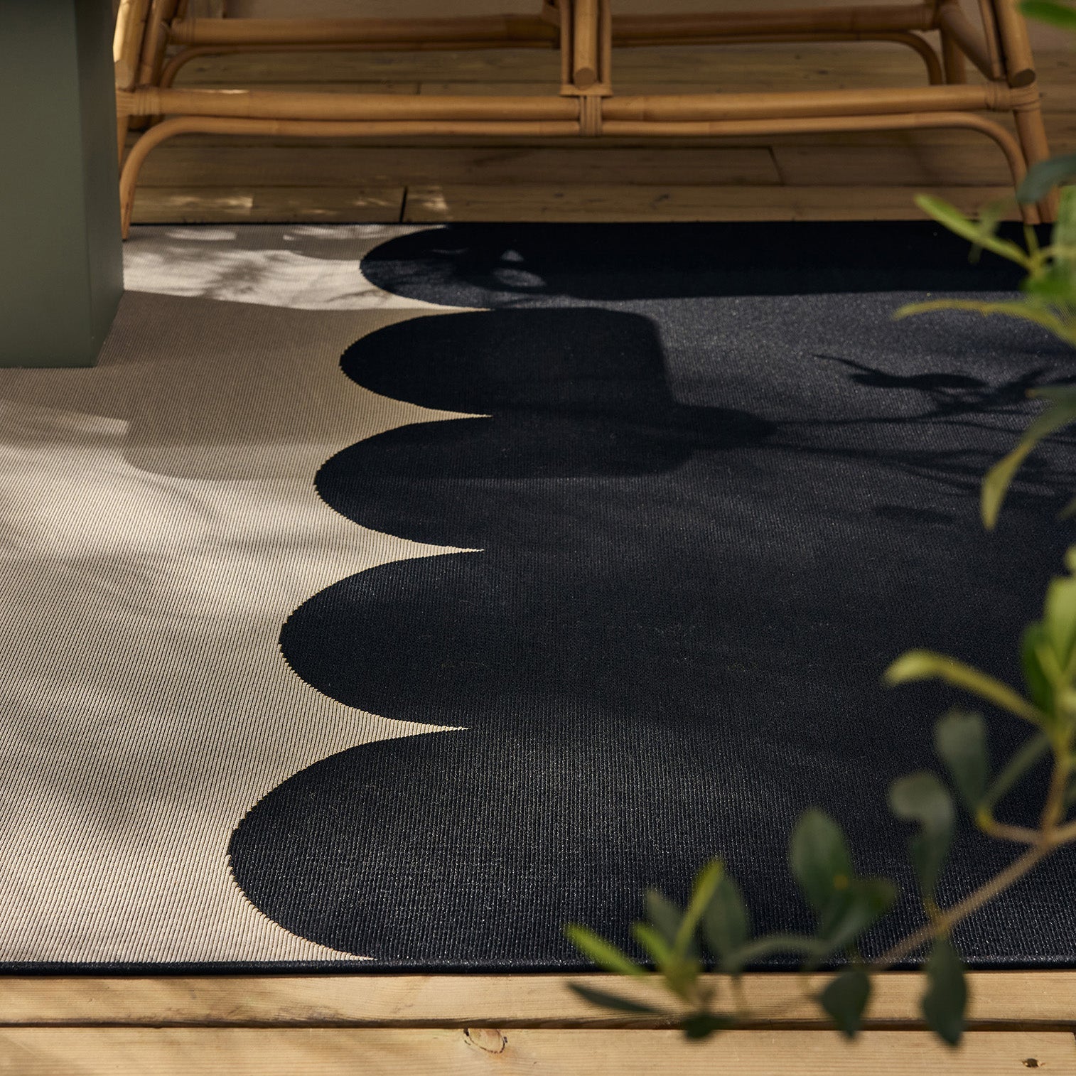 RIVIERA - Tapis d'extérieur noir à motif festonné - RIV707BLE RIVIERA