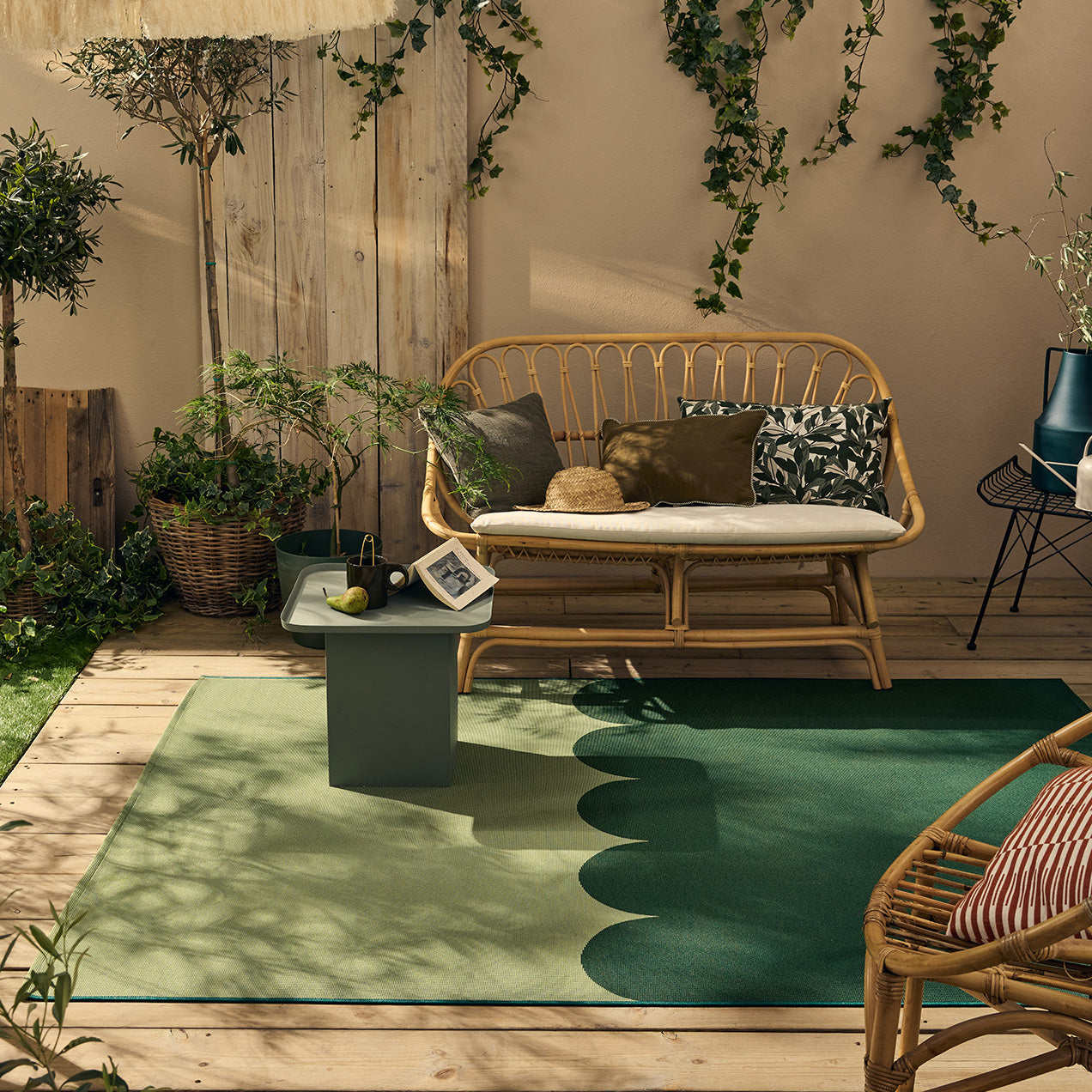 RIVIERA - Tapis d'extérieur vert à motif festonné - RIV707VER RIVIERA