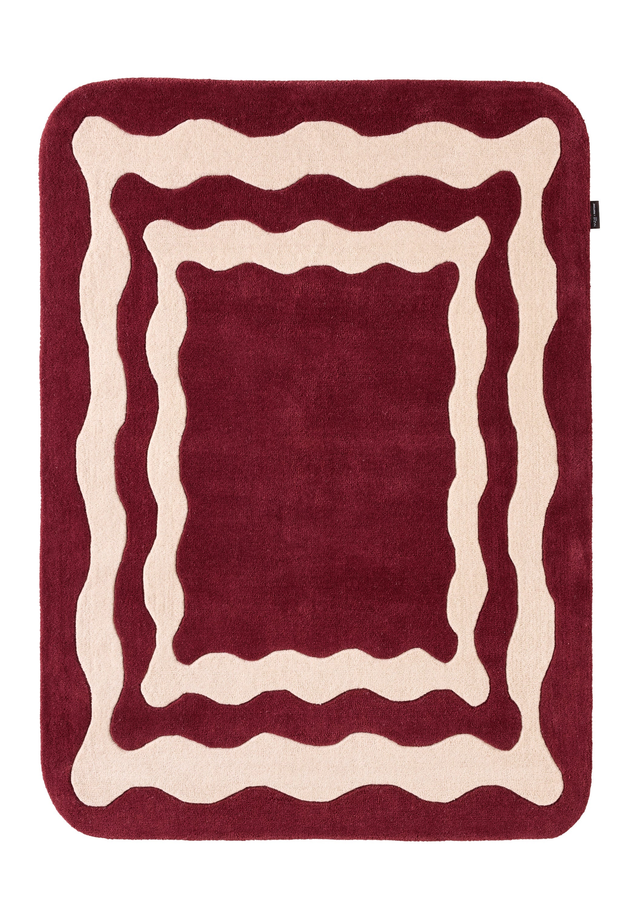 Rouge d'orage – Tapis en laine wavy - Bordeaux Rouge d'orage