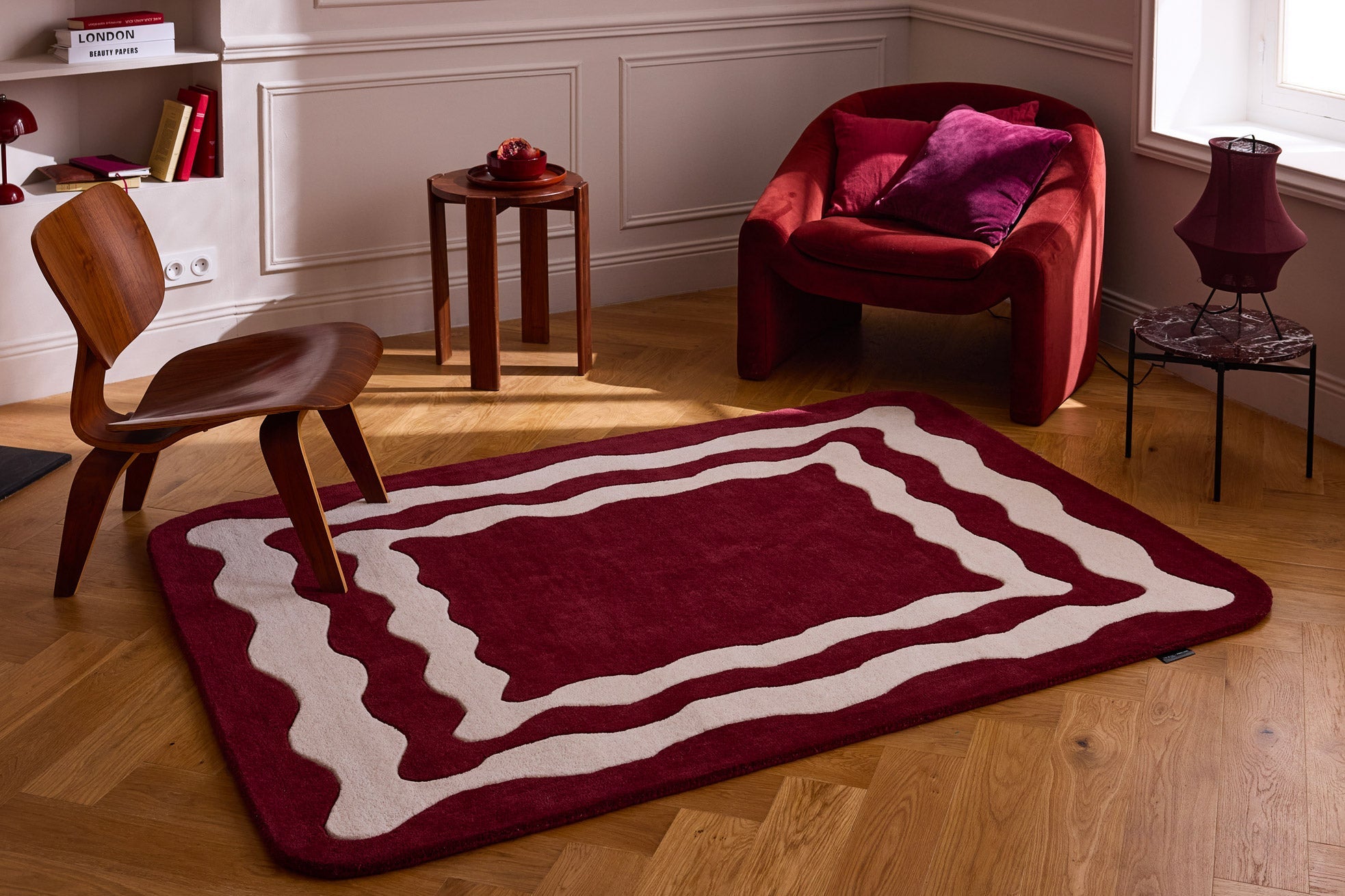 Rouge d'orage – Tapis en laine Davy - Bordeaux Rouge d'orage