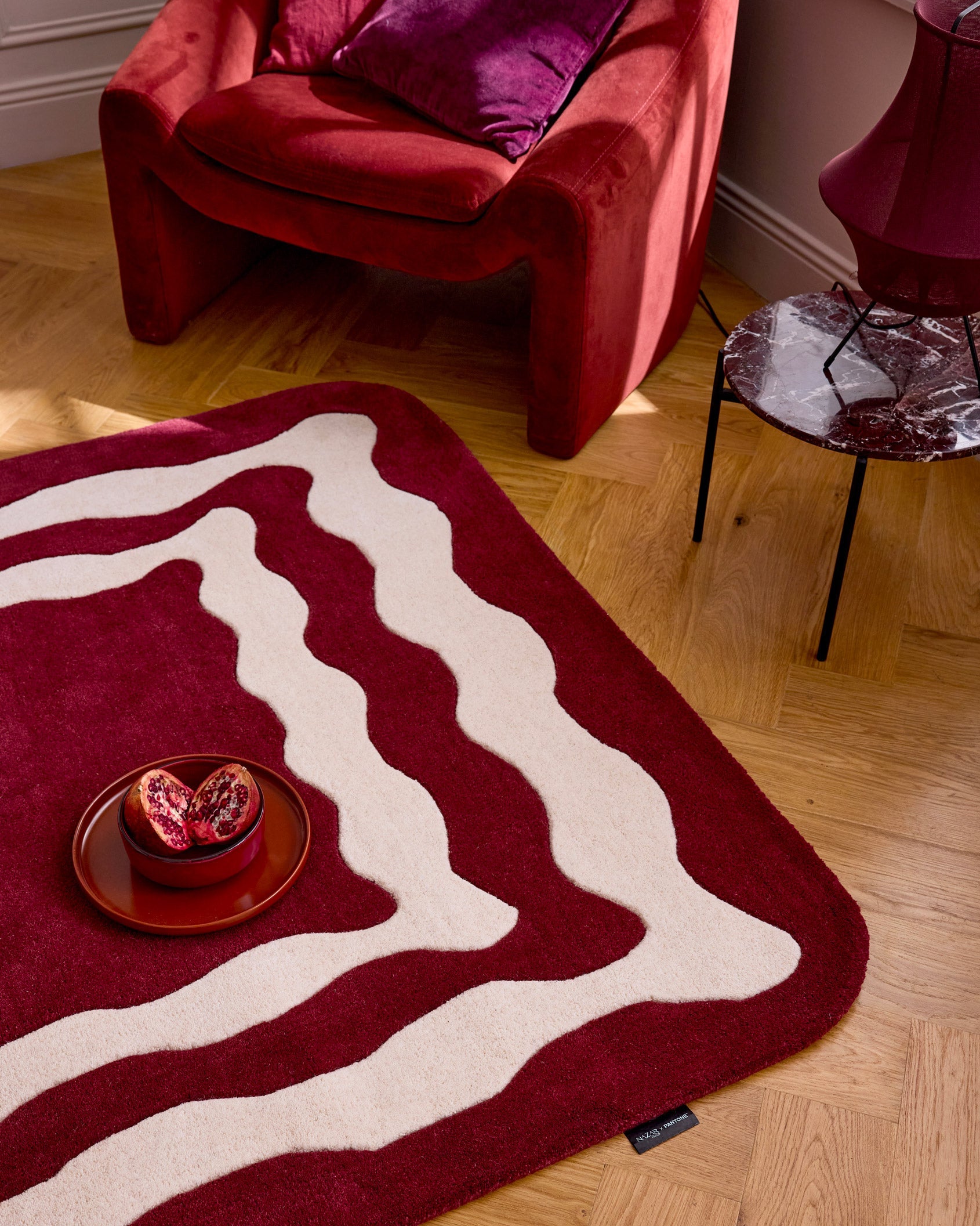 Rouge d'orage – Tapis en laine Davy - Bordeaux Rouge d'orage