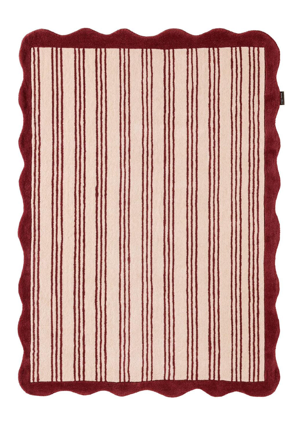 Rouge d'orage – Tapis en laine à rayure - bordeaux Rouge d'orage