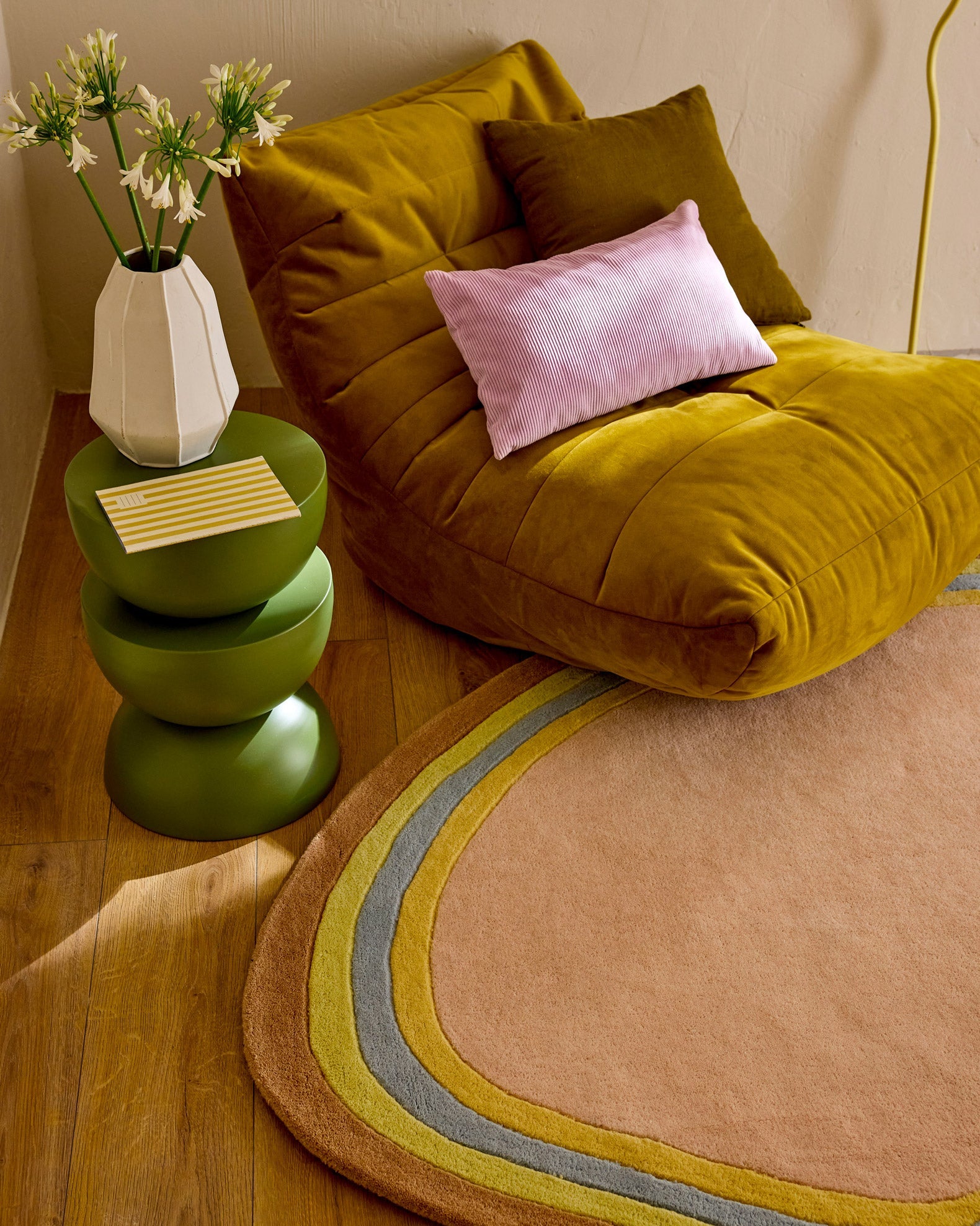 Rayon tendre – Tapis en laine multicolore Rayon tendre