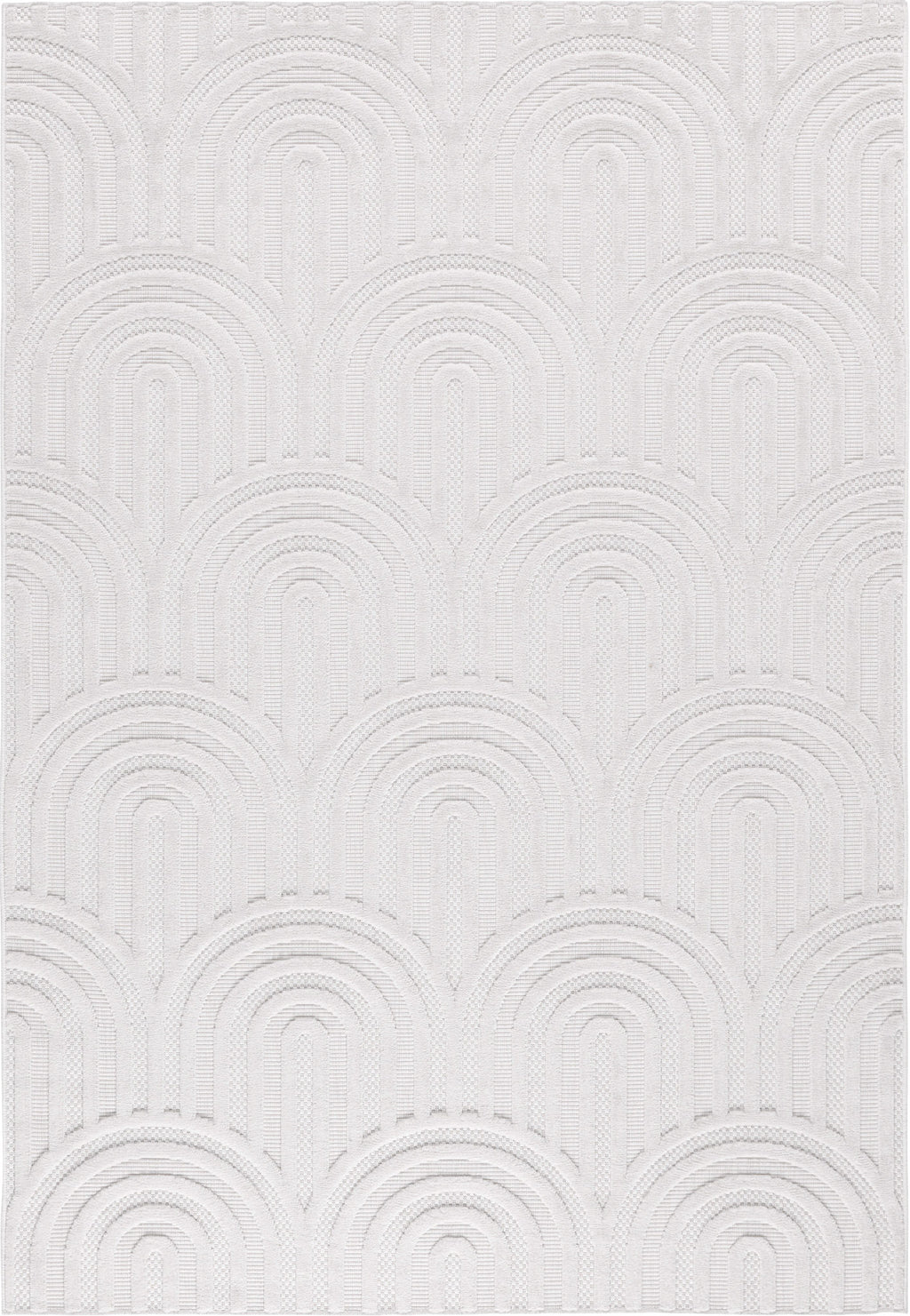 Tapis d'intérieur et extérieur motif arc de cercle Blanc : SAN985BLA Nazar rugs