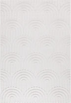 Tapis d'intérieur et extérieur motif arc de cercle Blanc : SAN985BLA Nazar rugs