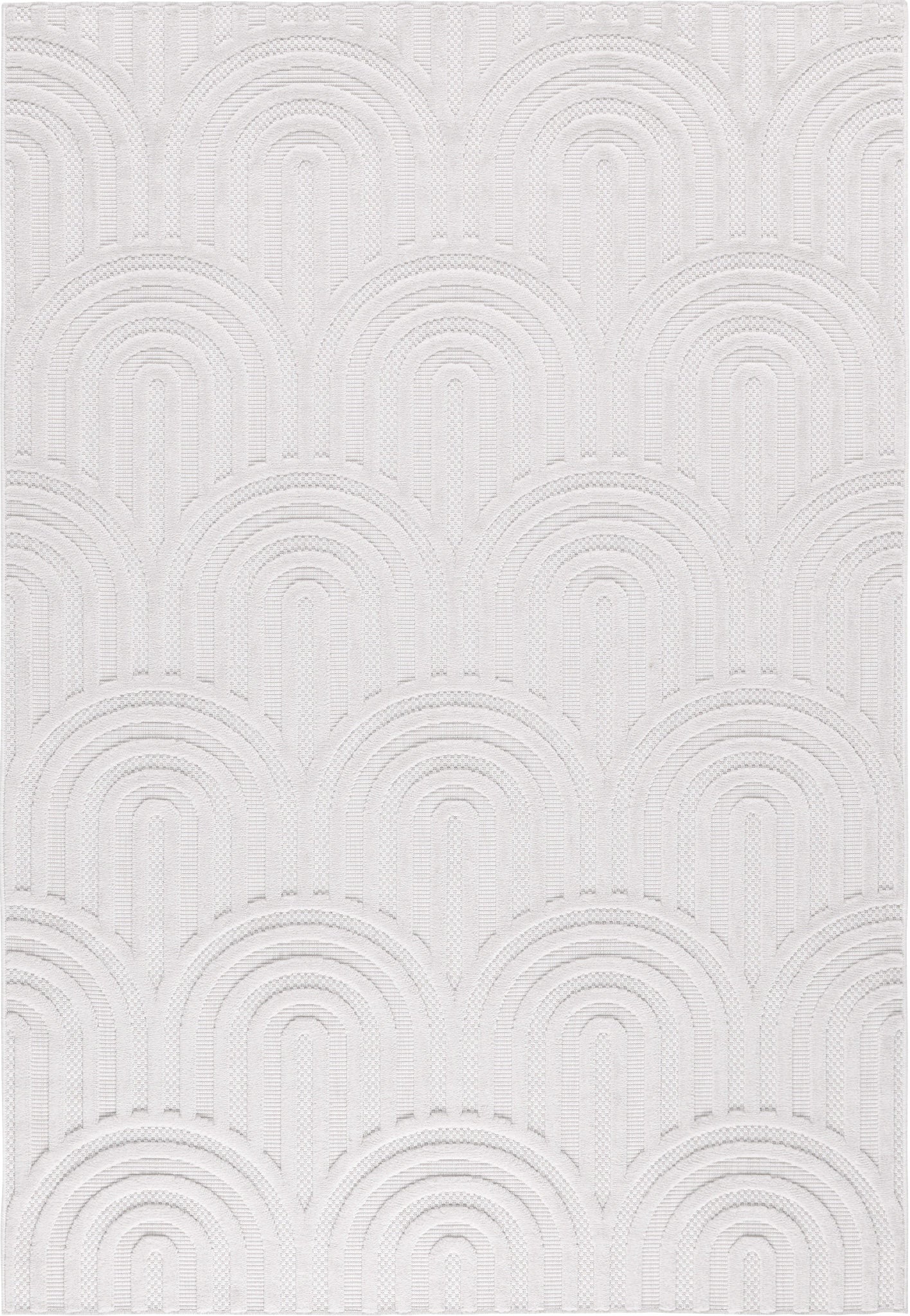 Tapis d'intérieur et extérieur motif arc de cercle Blanc : SAN985BLA Nazar rugs