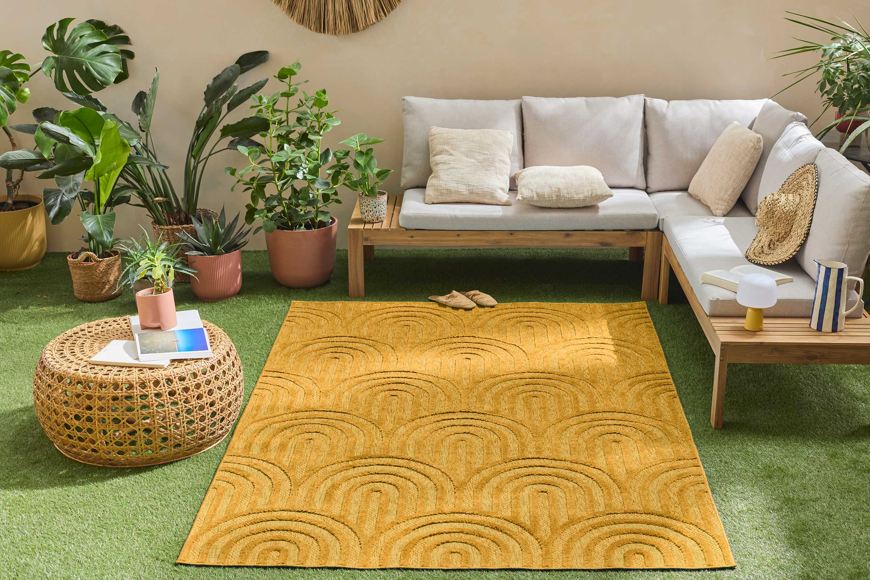 Tapis d'intérieur et extérieur SANTORINI 985 JAUNE : SAN985JAU Nazar rugs