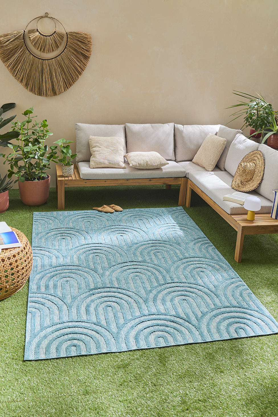 Tapis d'intérieur et extérieur SANTORINI 985 TURQUOISE : SAN985TUR Nazar rugs